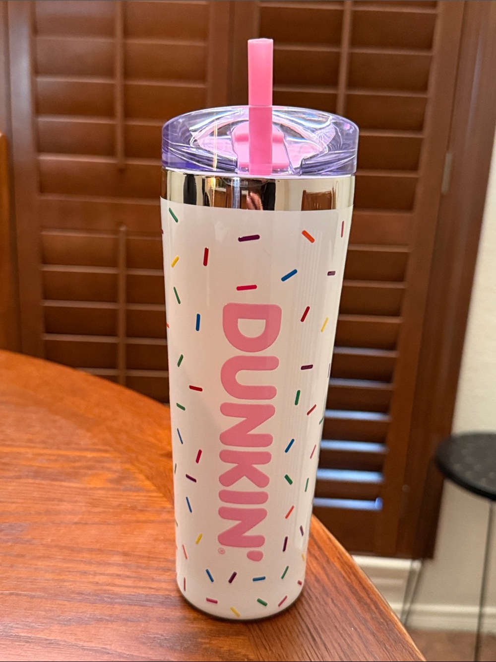 Dunkin Sprinkles 24oz Travel Tumbler with Straw